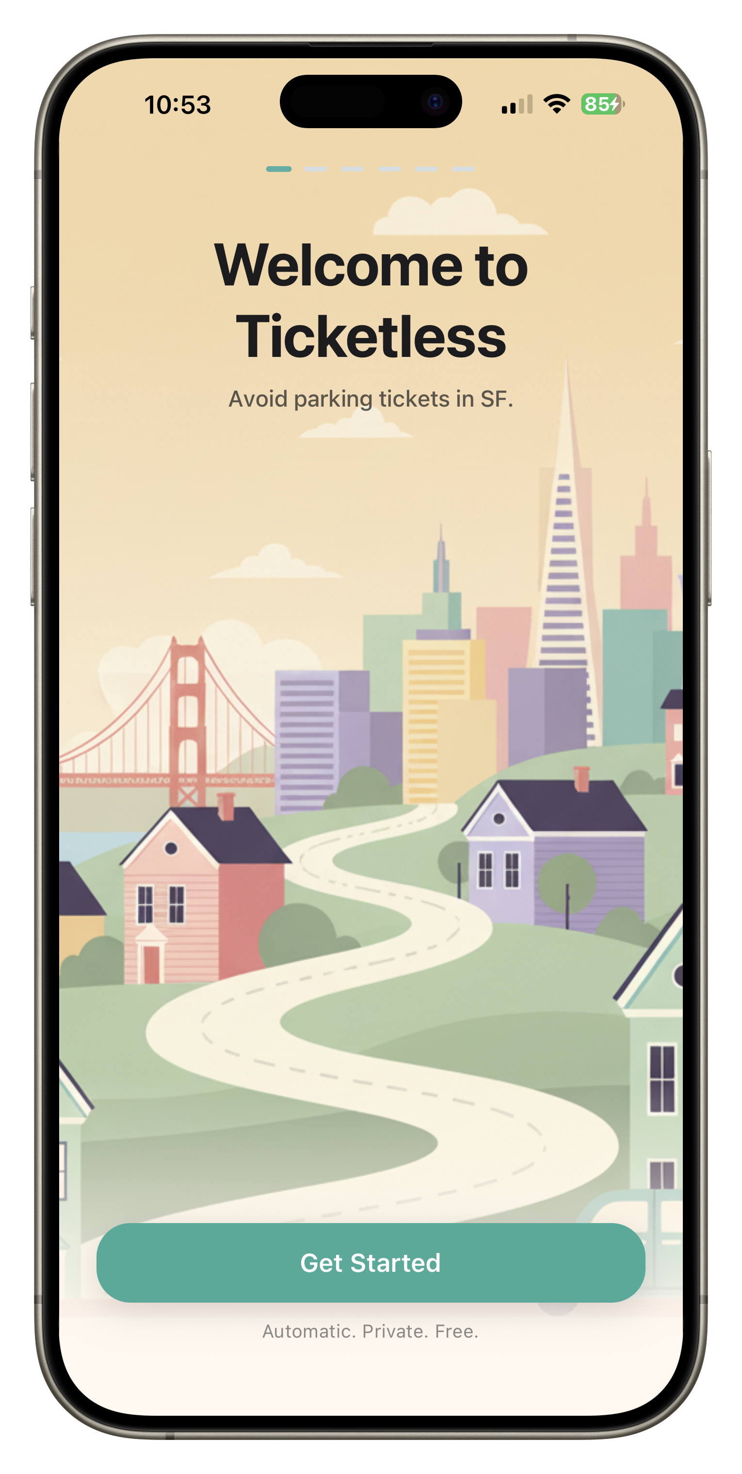 TICKETLESS app screen landing page